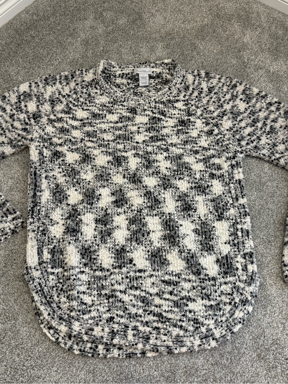 Keren Hart Black Ivory Chunky Knit Sweater Pullover Large